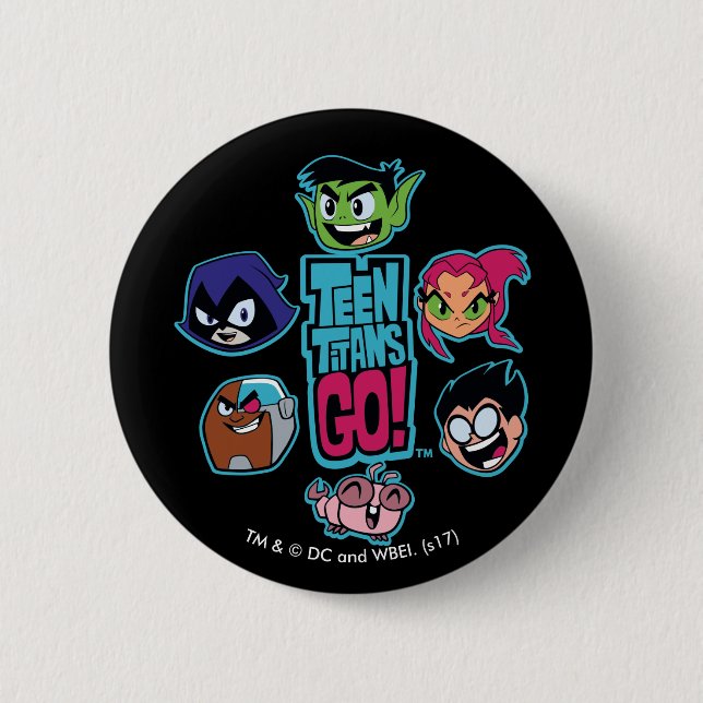 Teen Titans Go! | Titans Head Pattern Button (Front)