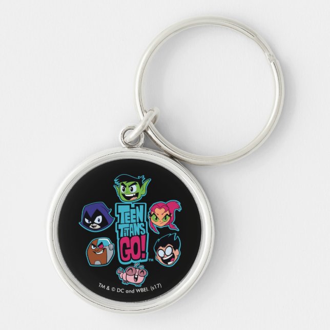 Teen Titans Go! | Titans Head Pattern Keychain (Front)