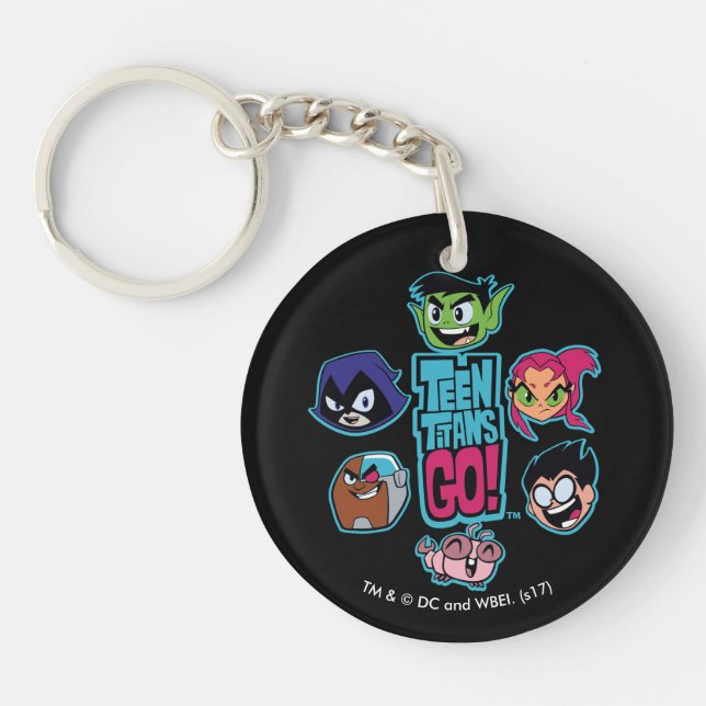Teen Titans Go! | Titans Head Pattern Keychain (Front)