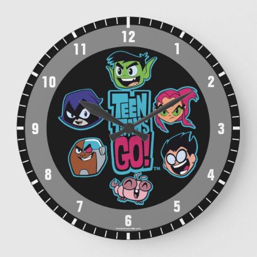 Teen Titans Go  Titans Head Pattern Large Clock