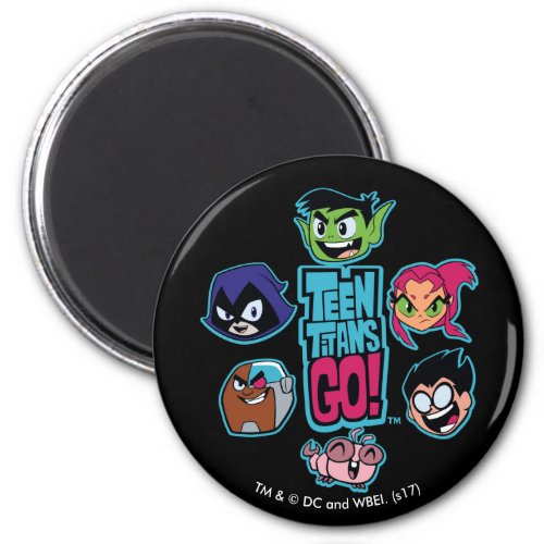 Teen Titans Go  Titans Head Pattern Magnet