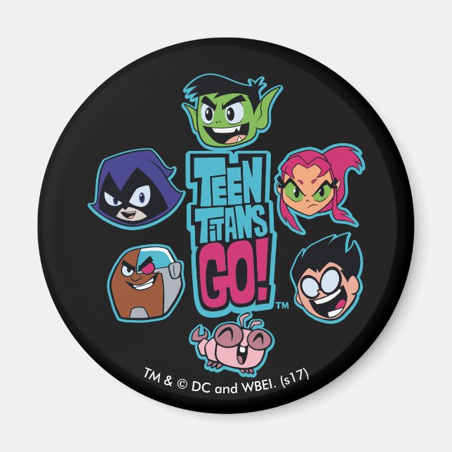 Teen Titans Go! | Titans Head Pattern Magnet (Front)