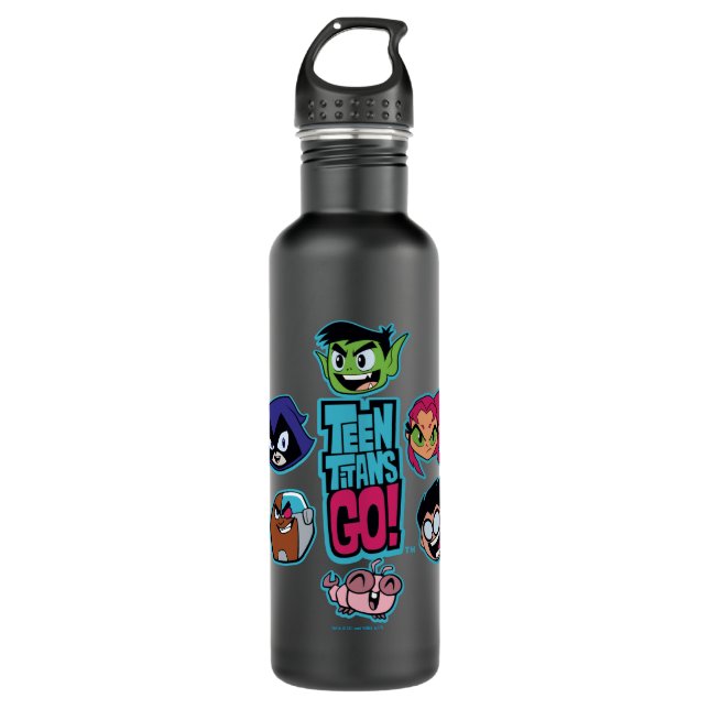 Teen Titans Go! | Titans Head Pattern Stainless Steel Water Bottle (Front)