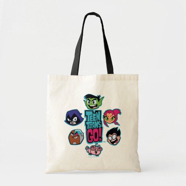 Teen Titans Go! | Titans Head Pattern Tote Bag (Front)