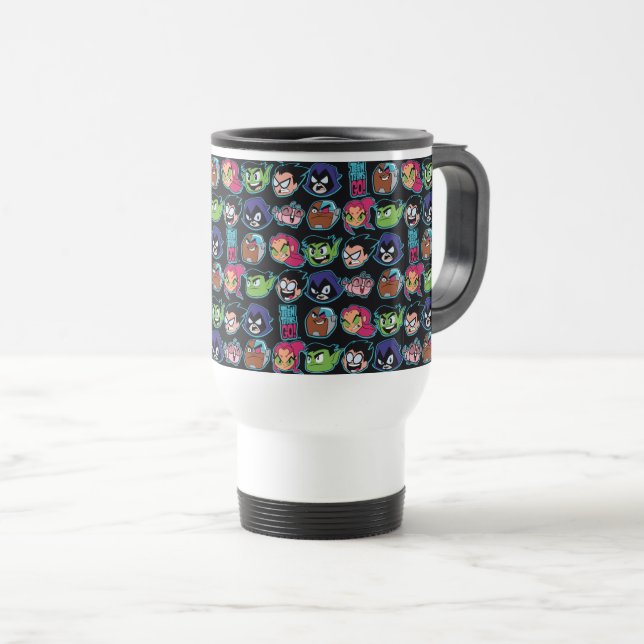 Teen Titans Go! | Titans Head Pattern Travel Mug (Front Right)