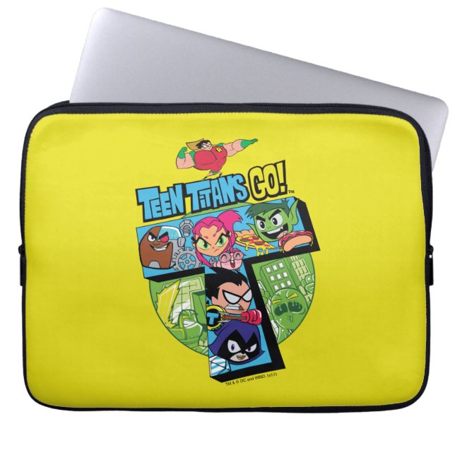 Teen Titans Go! | Titans Tower Collage Laptop Sleeve (Front)