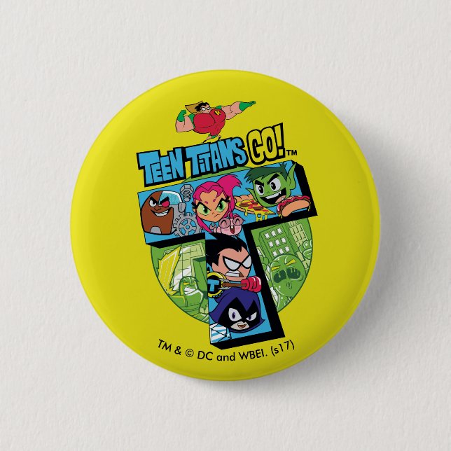 Teen Titans Go! | Titans Tower Collage Pinback Button (Front)