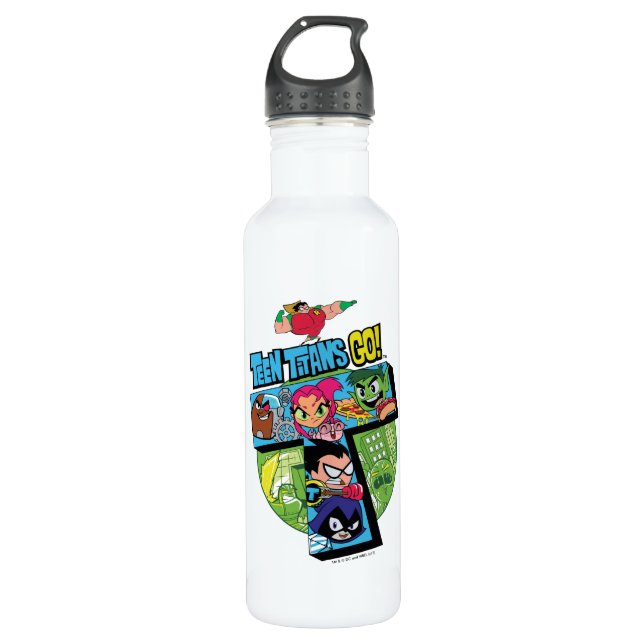 Teen Titans Go! | Titans Tower Collage Stainless Steel Water Bottle (Front)