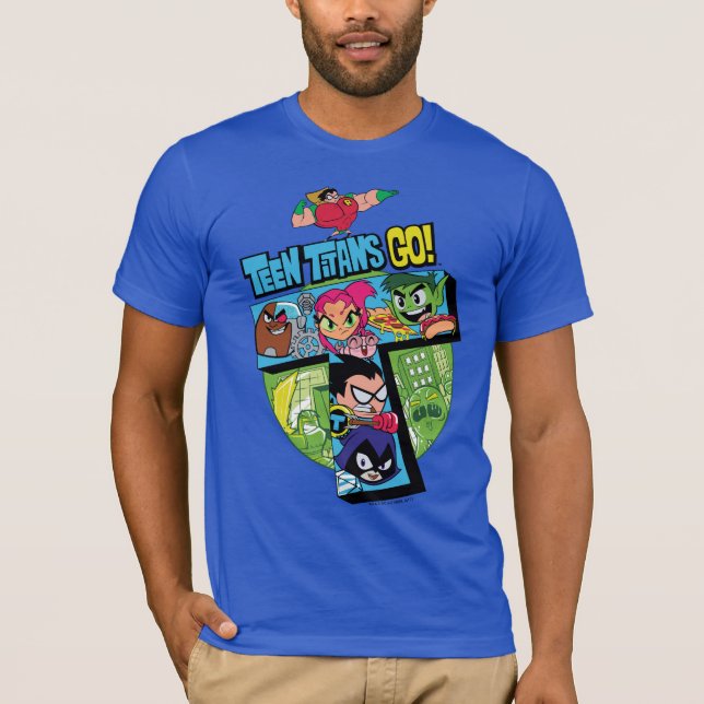 Teen Titans Go! | Titans Tower Collage T-Shirt (Front)