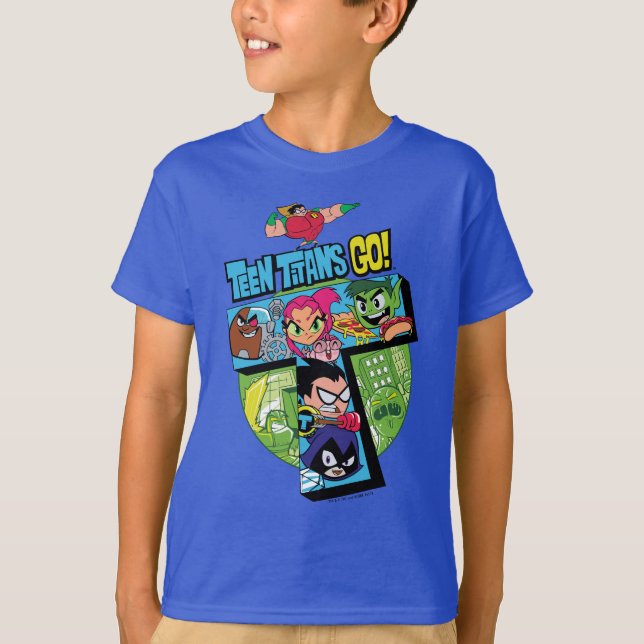 Teen Titans Go! | Titans Tower Collage T-Shirt (Front)