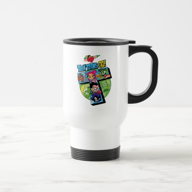 Teen Titans Go! | Titans Tower Collage Travel Mug (Right)