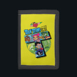 Teen Titans Go! | Titans Tower Collage Trifold Wallet<br><div class="desc">This fun Teen Titans Go! graphic features the Titans and their favorite items within a giant T-shape, representing their home base Titan Tower. Cyborg has his gears and bolts, Starfire has Silkie, Beast Boy has pizza and a hot dog, Robin has an arrow and communicator, and Raven has a gem....</div>
