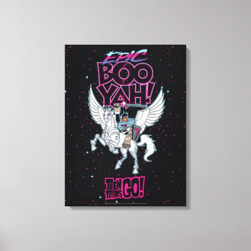 Teen Titans Go  Warrior Cyborg Riding Pegasus Canvas Print