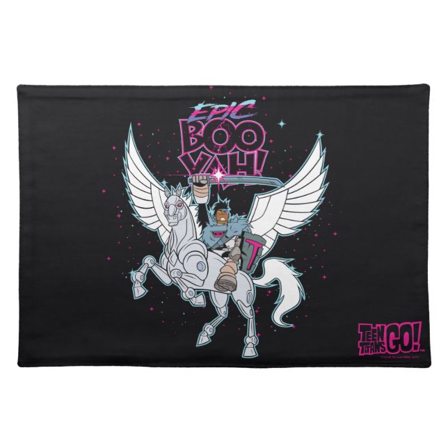 Teen Titans Go! | Warrior Cyborg Riding Pegasus Placemat (Front)