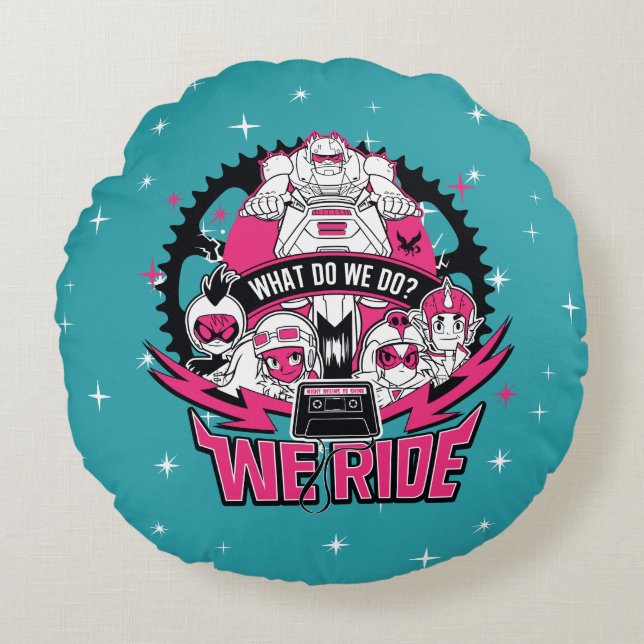 Teen Titans Go! | "We Ride" Retro Moto Graphic Round Pillow (Front)