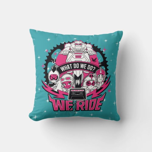 Teen Titans Go  We Ride Retro Moto Graphic Throw Pillow