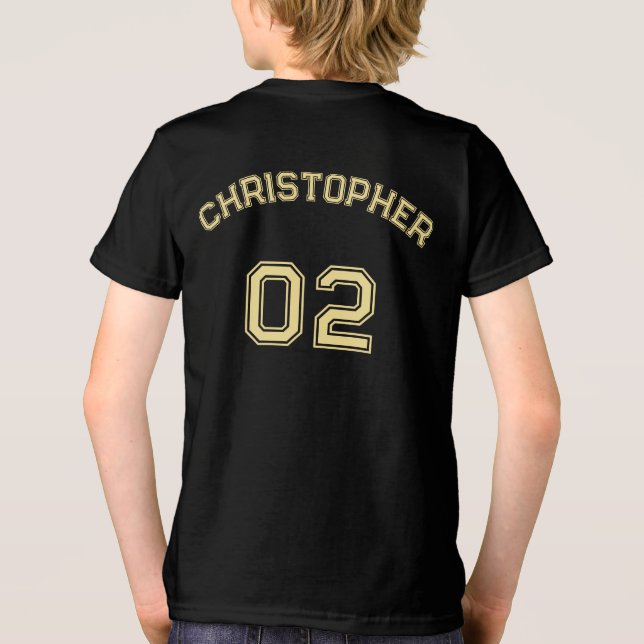 Teen Toddler Boy Girl Name Jersey Number Sports Tri-Blend Shirt (Back)