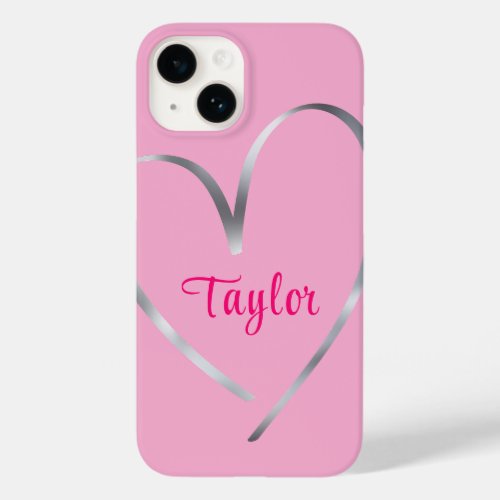 Teen Tween Girl Stylish Monogram Cute Pink  Case_Mate iPhone 14 Case