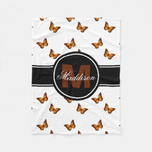 Teen Tween Girls Personalized Monarch Butterfly Fleece Blanket