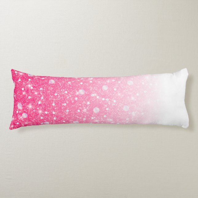 Teen Tween Girls Sparkly Pink Glitter Ombre Body Pillow (Front)