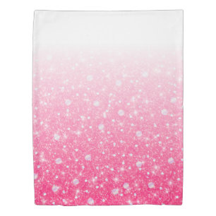 Teen Tween Girls Sparkly Pink Glitter Ombre Duvet Cover
