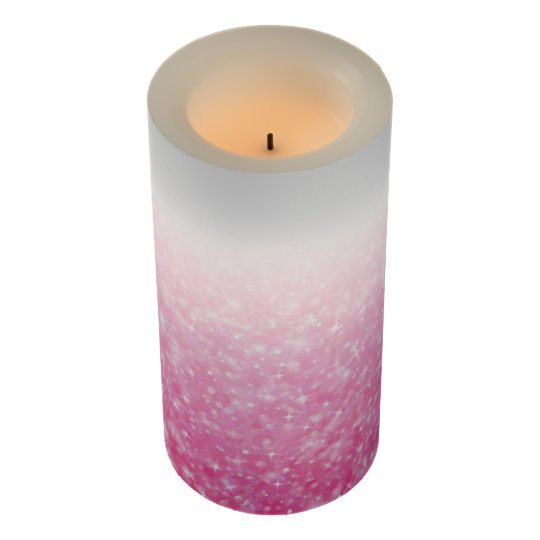 Teen Tween Girls Sparkly Pink Glitter Ombre Flameless Candle
