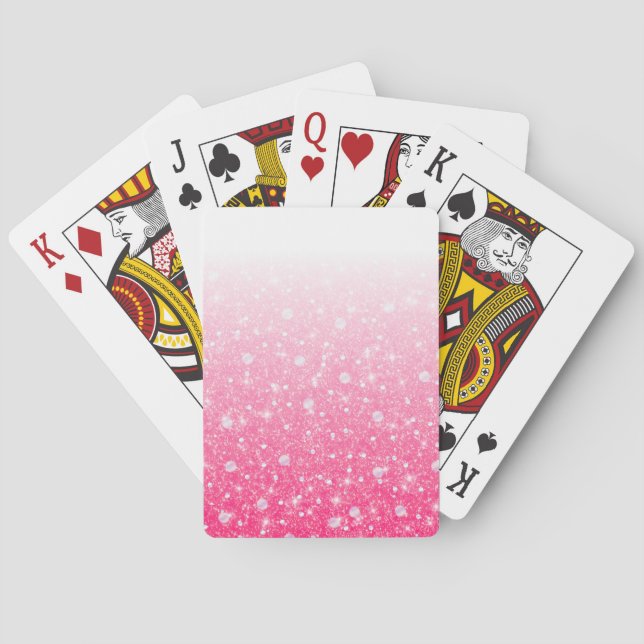 Teen Tween Girls Sparkly Pink Glitter Ombre Poker Cards (Back)