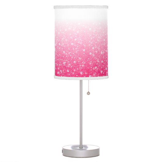 Teen Tween Girls Sparkly Pink Glitter Ombre Table Lamp (Left)