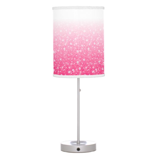 Teen Tween Girls Sparkly Pink Glitter Ombre Table Lamp (Back)