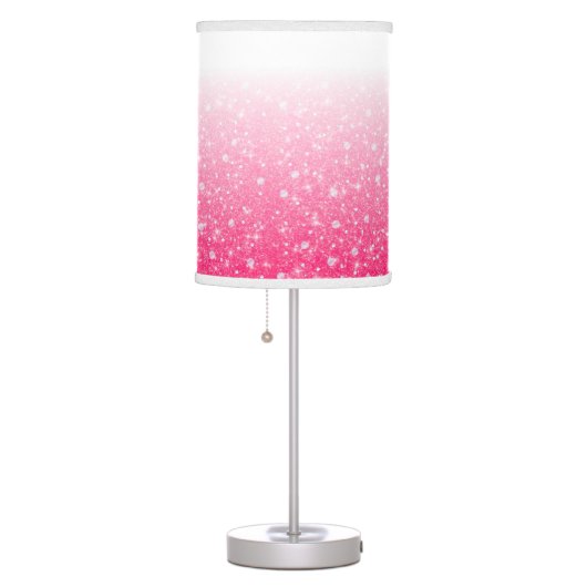 Teen Tween Girls Sparkly Pink Glitter Ombre Table Lamp (Right)