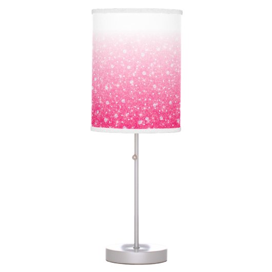 Teen Tween Girls Sparkly Pink Glitter Ombre Table Lamp (Front)