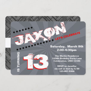 Teen/Tween Graffiti Wall Birthday Boy Party Invitation