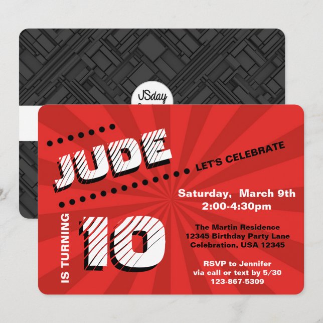 Teen/Tween Graffiti Wall Birthday Boy Party Invitation (Front/Back)