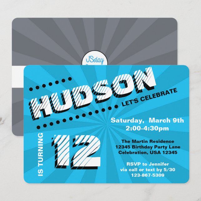 Teen/Tween Graffiti Wall Birthday Boy Party Invitation (Front/Back)