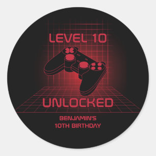 Teen Video Game Player Gamer Boy Birthday Party Classic Round Sticker