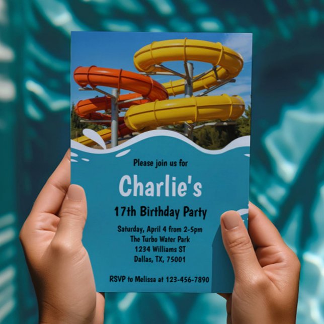 Teen Water Park Summer Birthday Party Invitation (Creator Uploaded)