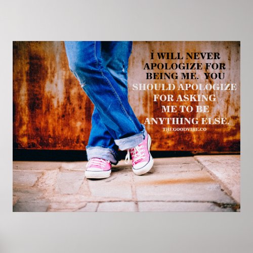 Teen with Jeans and Pink Tennis Shoes  Quote Poster