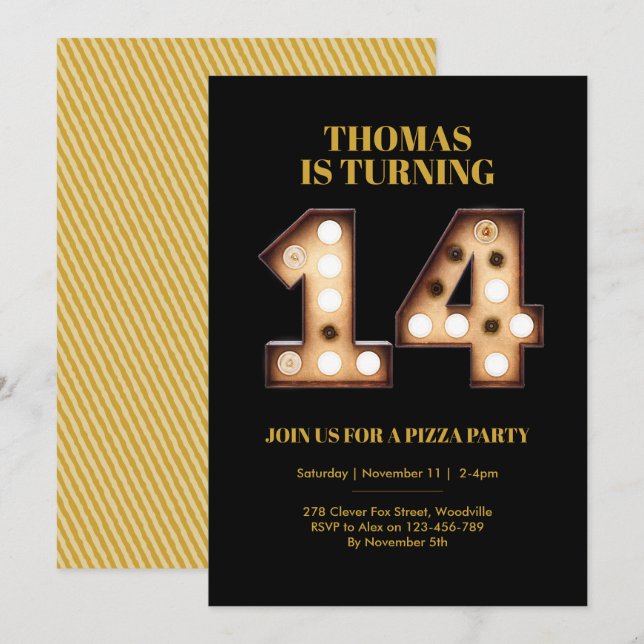 Teenage 14th birthday invitation (Front/Back)