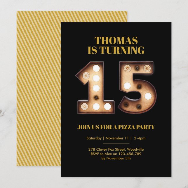 Teenage 15th birthday invitation (Front/Back)