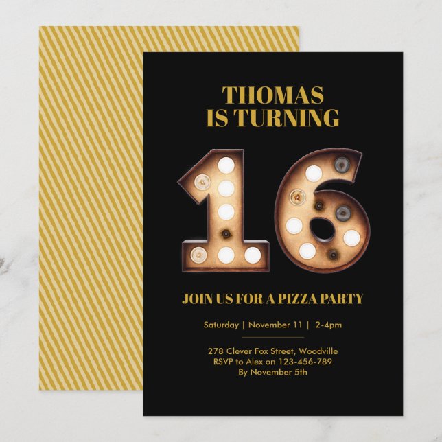 Teenage 16th birthday invitation (Front/Back)