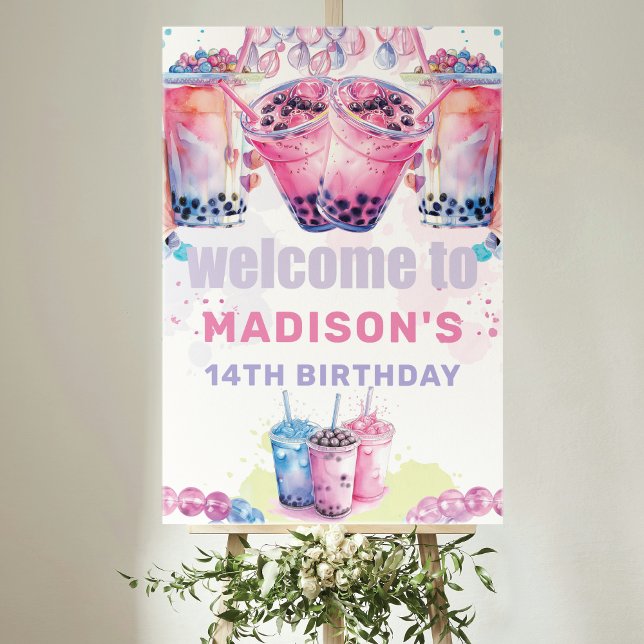 Teenage Boba Bubble Tea Birthday Welcome Sign (Creator Uploaded)