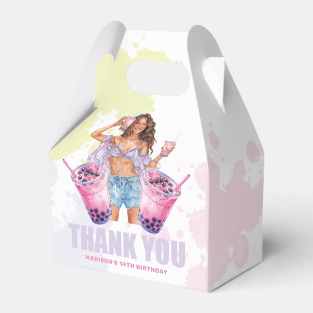 Teenage Boba Tea Custom Favor Boxes (Front Side)