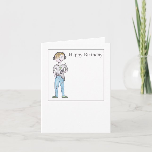 Teenage boy music Birthday card (Front)