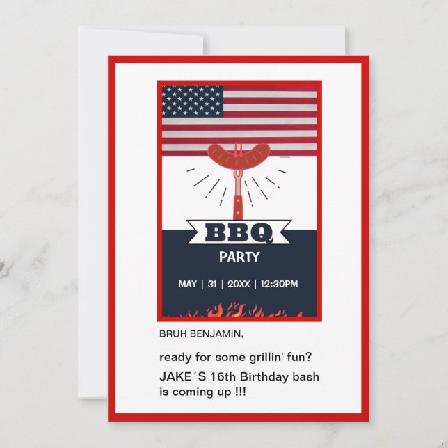 teenage Bruh bbq grillin fun birthday  Invitation (Front)
