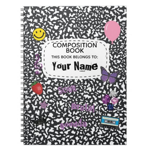 Teenage Dream Composition Spiral Notebook black