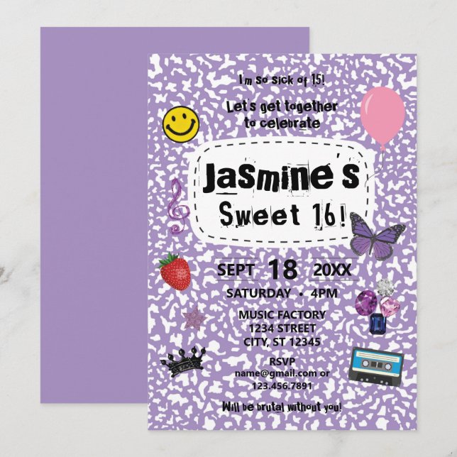 Teenage Dream Sweet 16 Birthday Invitation (Front/Back)