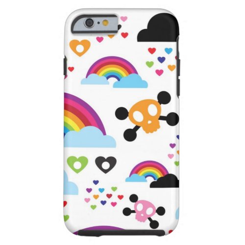 Teenage emo rainbow skull background tough iPhone 6 case