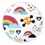 Teenage emo rainbow skull background ceramic knob