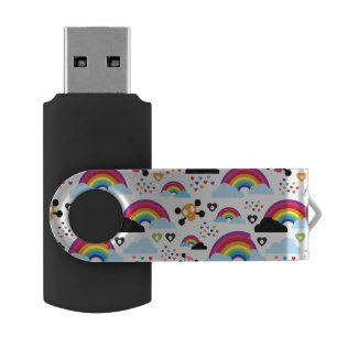 Teenage emo rainbow skull background flash drive
