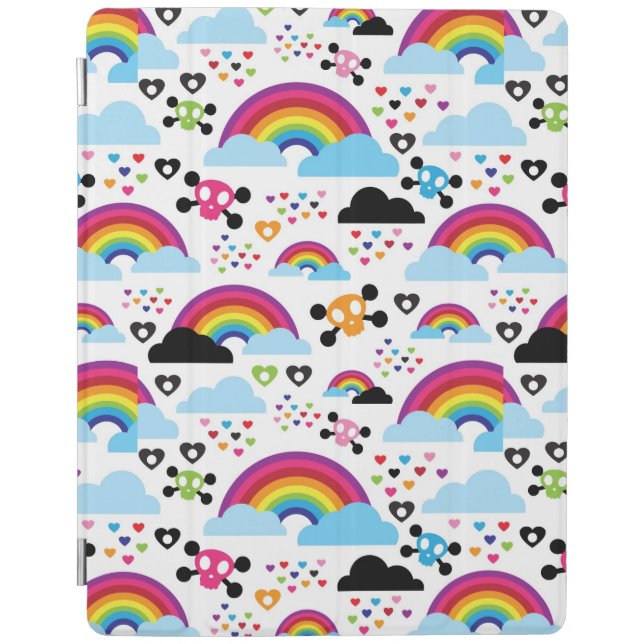 Teenage emo rainbow skull background iPad smart cover (Front)